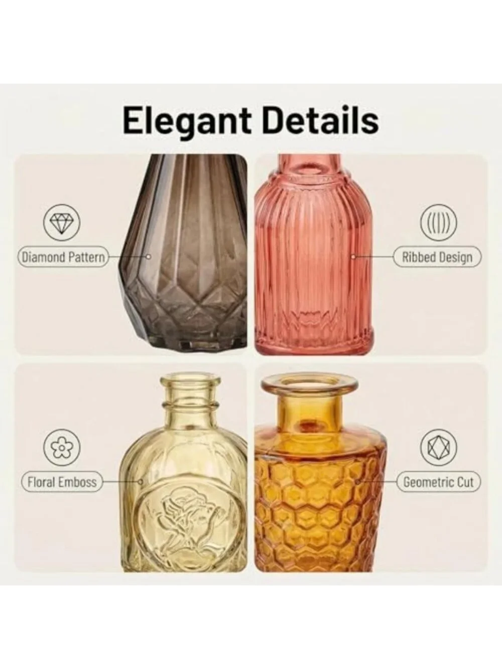32 PCS Vintage Colorful Glass Bud Vases Set for Weddings, Home Decor & Gifts